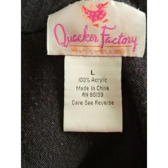 Quacker Factory Zip Up black Jacket Women's Long Sleeve size L - Picture 4 of 5